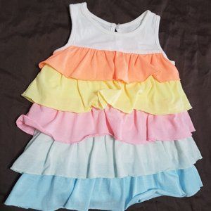 Flowy Frill Dress Colourful Rainbow Design Sleeveless 12-18 Months Size